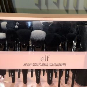 e.l.f. Ultimate Makeup Brush Set & Travel Roll, 17-Piece w/Leather Carrying Case
